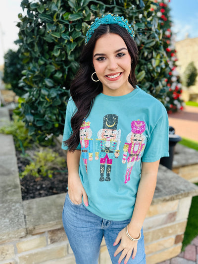 Faux Sequin Nutcracker Graphic Tee-Harps & Oli-Shop Anchored Bliss Women's Boutique Clothing Store