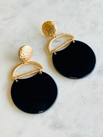 Brittany Earrings • Black & Gold-DMC-Shop Anchored Bliss Women's Boutique Clothing Store