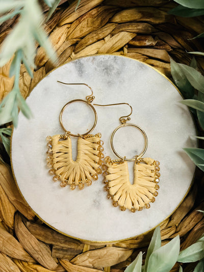 Tracy Raffia Earrings • Natural-Fame Accessories-Shop Anchored Bliss Women's Boutique Clothing Store