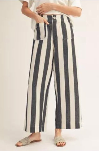 City Chic Wide Leg Stipe Pants • Black-Stacey Kluttz-Shop Anchored Bliss Women's Boutique Clothing Store