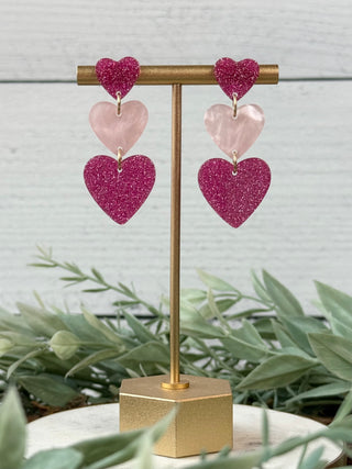 Heart Trio Earrings • Pink-Miso-Shop Anchored Bliss Women's Boutique Clothing Store