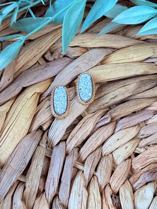 Avery Druzy Stud Earrings • Silver-Sammi-Shop Anchored Bliss Women's Boutique Clothing Store