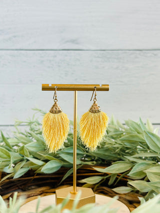 Time to Shine Fringe Earrings • Yellow-Brittany Carl-Shop Anchored Bliss Women's Boutique Clothing Store