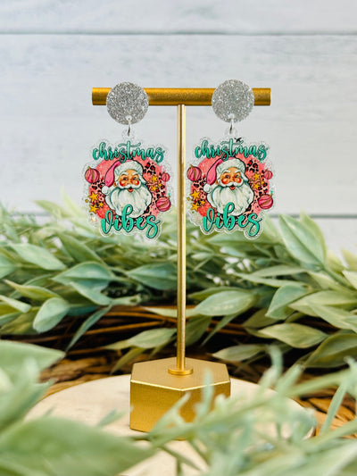 Christmas Vibes Santa Earrings-Brittany Carl-Shop Anchored Bliss Women's Boutique Clothing Store