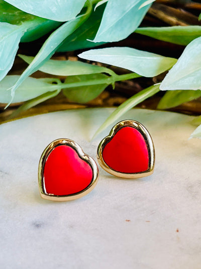 Ever After Red Heart Stud Earrings-DMC-Shop Anchored Bliss Women's Boutique Clothing Store