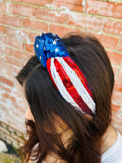 American Pride Sequin Headband-Tracy Zelenuk-Shop Anchored Bliss Women's Boutique Clothing Store