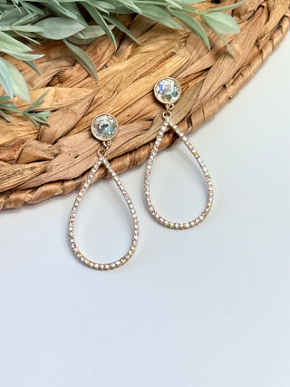 Alicia Rhinestone Teardrop Earrings • Gold-Sammi-Shop Anchored Bliss Women's Boutique Clothing Store