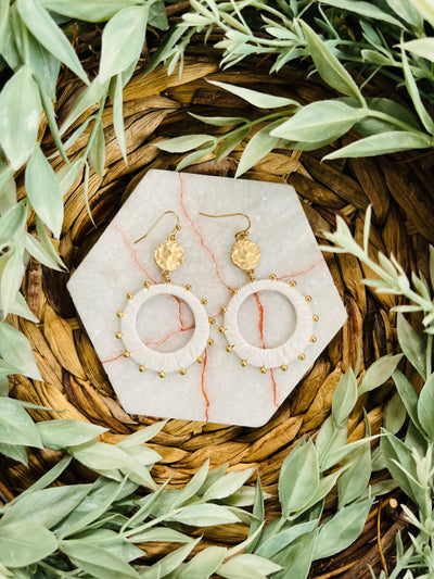Katy Circle Earrings • White-DMC-Shop Anchored Bliss Women's Boutique Clothing Store