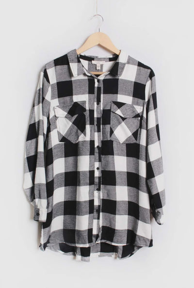 Wild Expectations Plaid Top•Black and White-Stacey Kluttz-Shop Anchored Bliss Women's Boutique Clothing Store