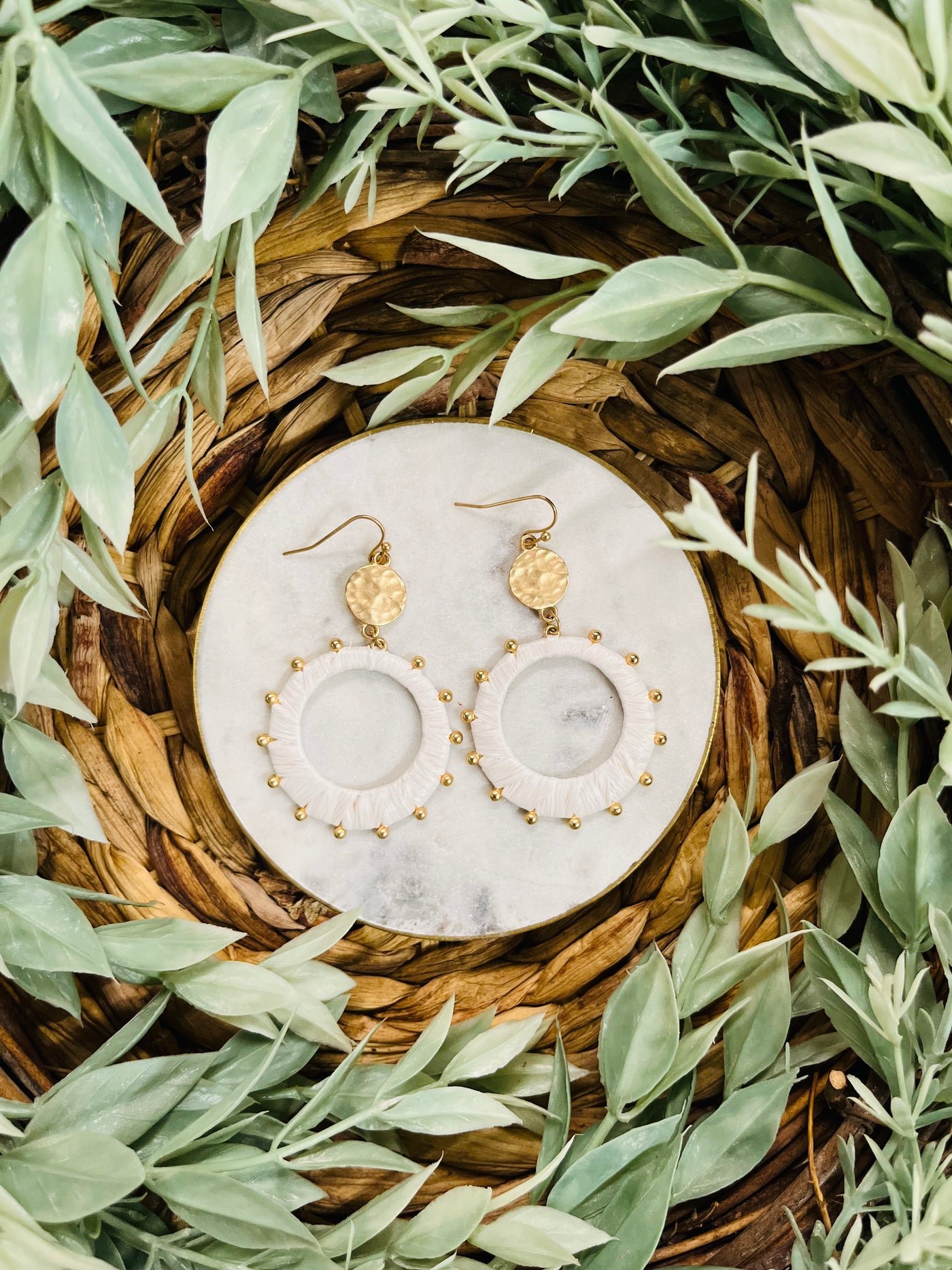Katy Circle Earrings • White-DMC-Shop Anchored Bliss Women's Boutique Clothing Store