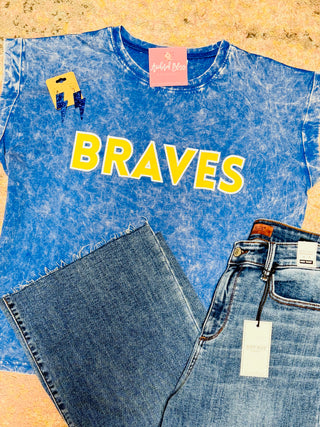 Braves Mineral Washed Graphic Tee-Harps & Oli-Shop Anchored Bliss Women's Boutique Clothing Store
