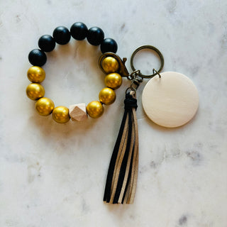 Classy Keys Wristlet Keychain • Black & Gold-Brittany Carl-Shop Anchored Bliss Women's Boutique Clothing Store