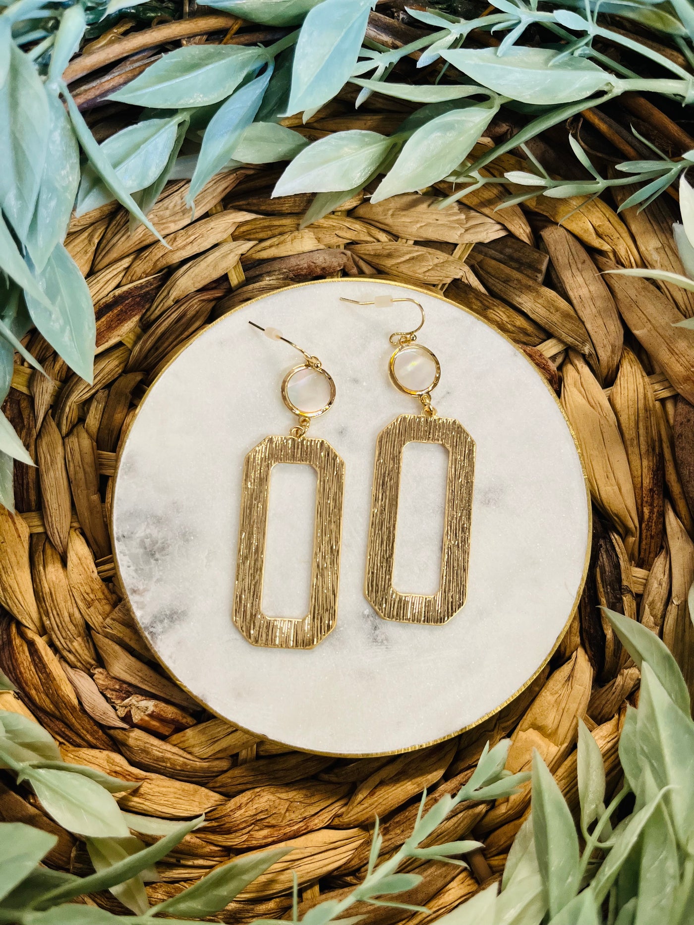 Gloria Rectangular Drop Earrings • Gold-Fame Accessories-Shop Anchored Bliss Women's Boutique Clothing Store