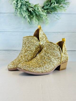 A Walk Around Town Booties • Gold Glitter-Stacey Kluttz-Shop Anchored Bliss Women's Boutique Clothing Store