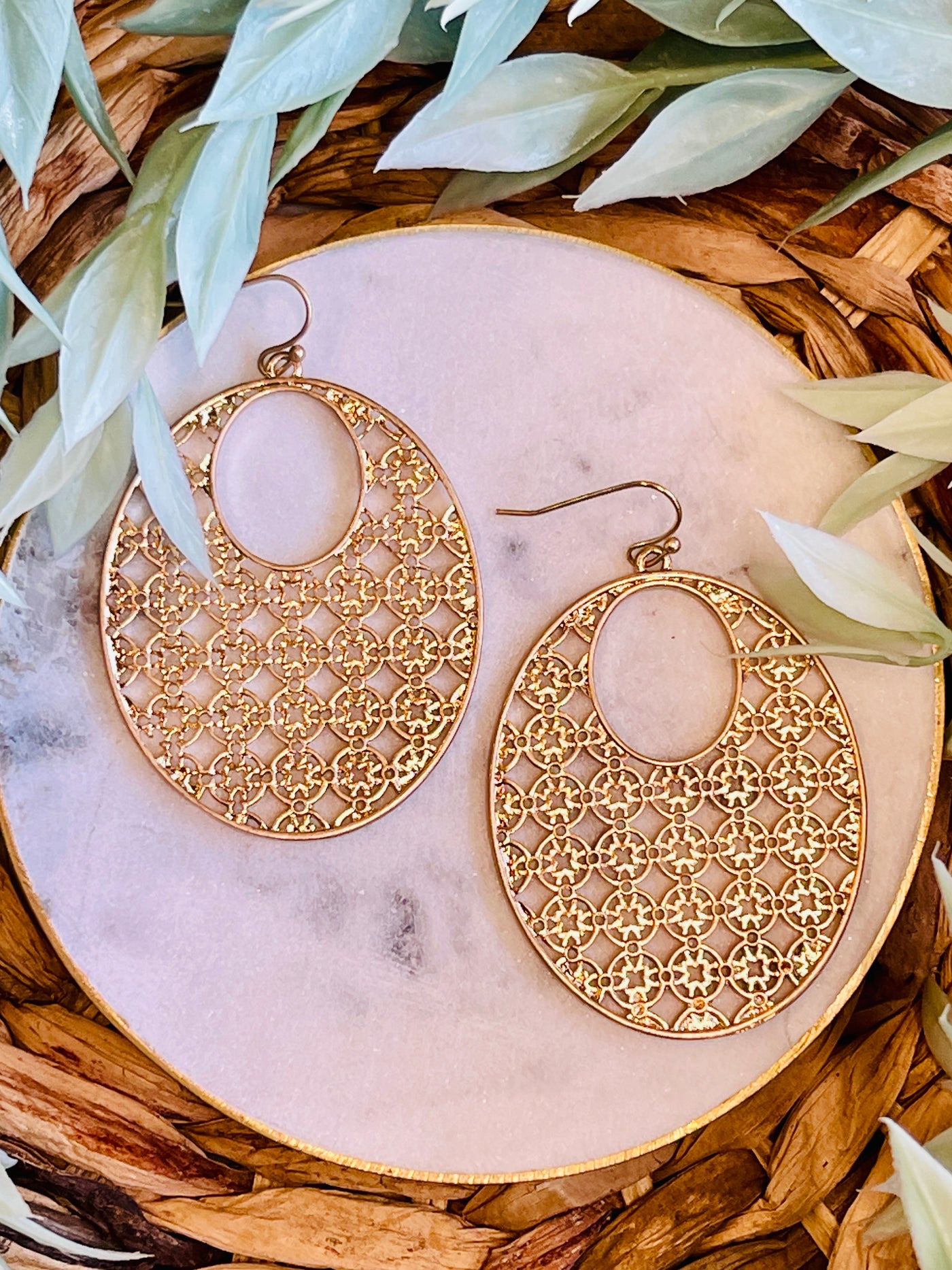 Courtney Filigree Earrings • Gold-DMC-Shop Anchored Bliss Women's Boutique Clothing Store