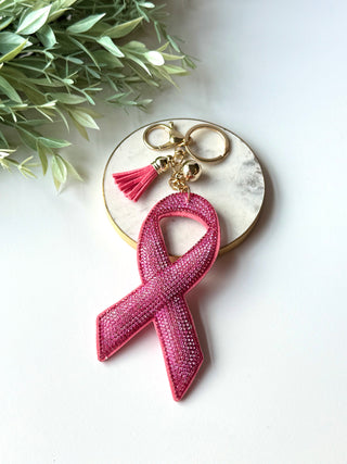 Strength & Sparkle Pink Ribbon Keychain-Brittany Carl-Shop Anchored Bliss Women's Boutique Clothing Store