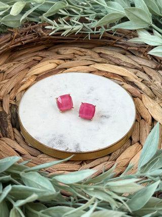 Nikki Shimmer Stud Earrings • Pink-Sammi-Shop Anchored Bliss Women's Boutique Clothing Store