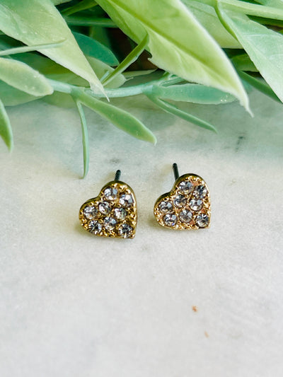 Love At First Sight Rhinestone Heart Stud Earrings-DMC-Shop Anchored Bliss Women's Boutique Clothing Store