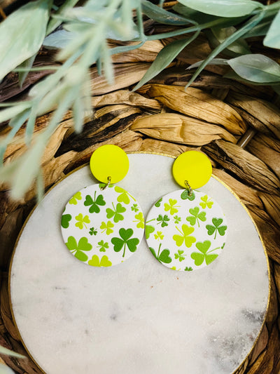 Happy Go Lucky Clover Earrings • White-Suzie Q-Shop Anchored Bliss Women's Boutique Clothing Store
