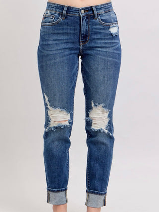 Judy Blue It's The Little Things Mid Rise Denim Jeans-Judy Blue-Shop Anchored Bliss Women's Boutique Clothing Store