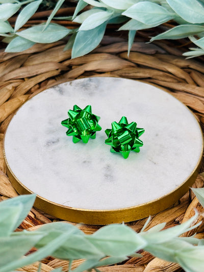 Gifted Glam Christmas Bow Earrings • Green-Brittany Carl-Shop Anchored Bliss Women's Boutique Clothing Store