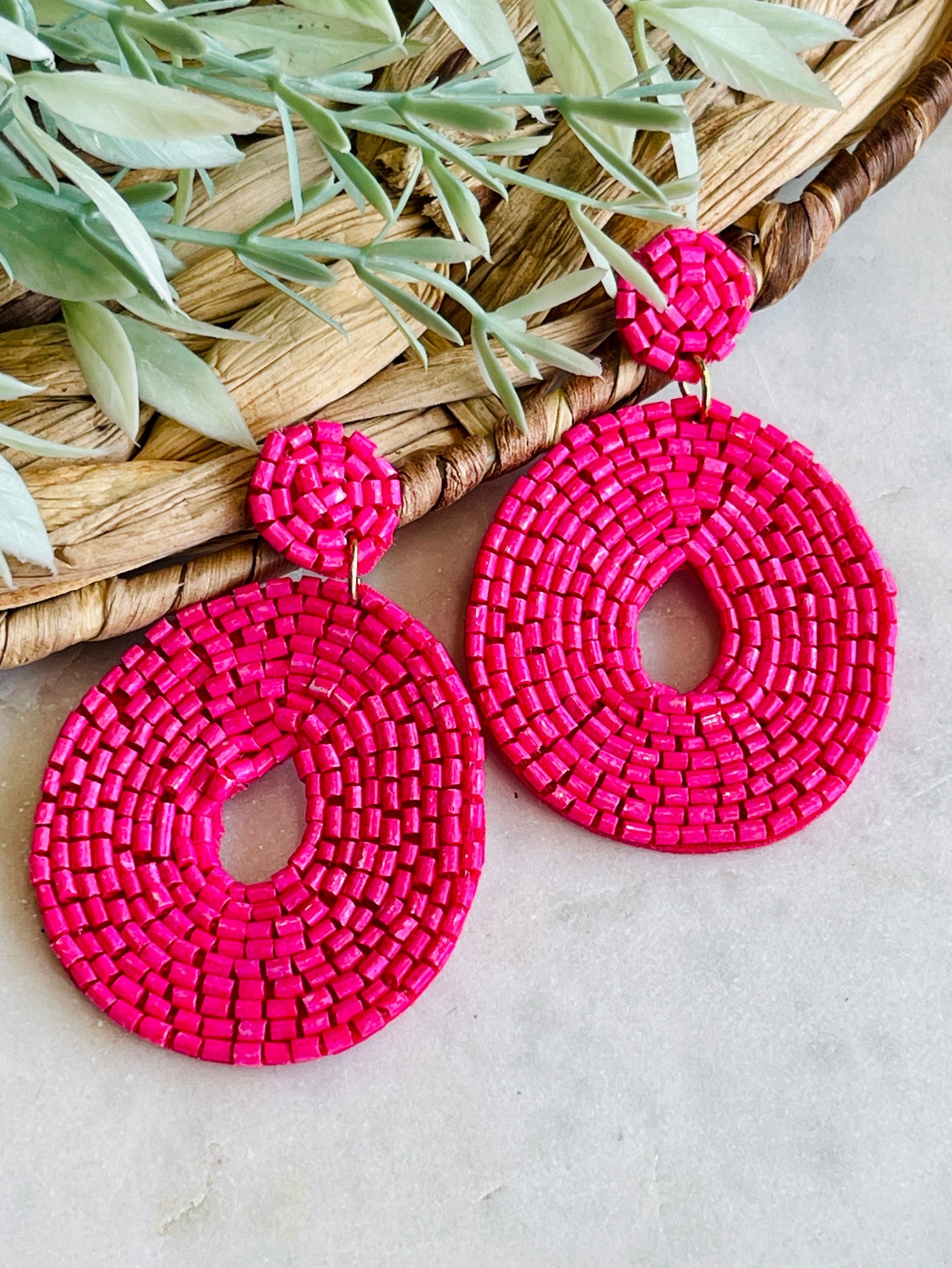 Kelly Beaded Teardrop Earrings • Pink-DMC-Shop Anchored Bliss Women's Boutique Clothing Store