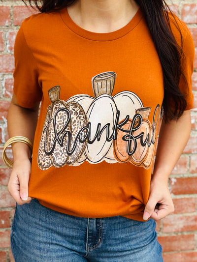 Thankful Triple Pumpkin Graphic Tee-Harps & Oli-Shop Anchored Bliss Women's Boutique Clothing Store