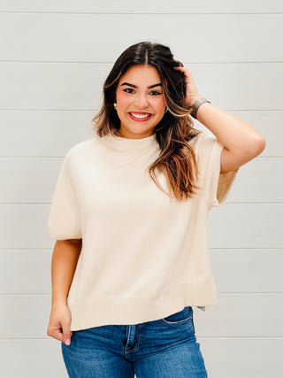 Full of Dreams Knit Cap Sleeve Top • Cream-EESome-Shop Anchored Bliss Women's Boutique Clothing Store