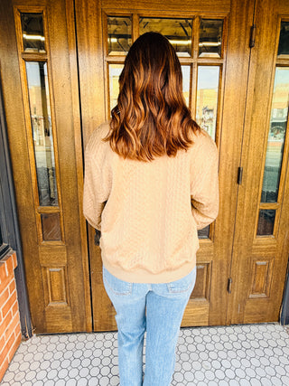 Get Me Some of That Faux Cable Knit Sweatshirt • Mocha-Umgee-Shop Anchored Bliss Women's Boutique Clothing Store