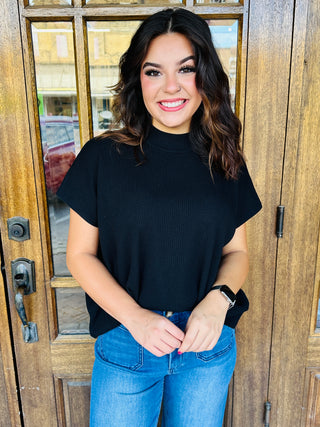 Going My Way Mock Neck Sweater • Black-Zenana-Shop Anchored Bliss Women's Boutique Clothing Store