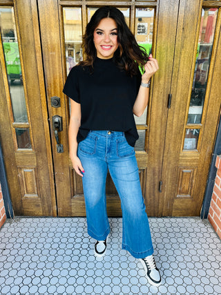 Going My Way Mock Neck Sweater • Black-Zenana-Shop Anchored Bliss Women's Boutique Clothing Store