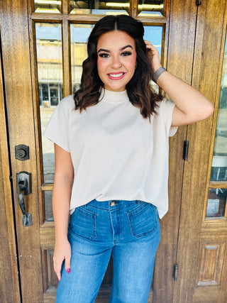Going My Way Mock Neck Sweater Top • Cream-Zenana-Shop Anchored Bliss Women's Boutique Clothing Store