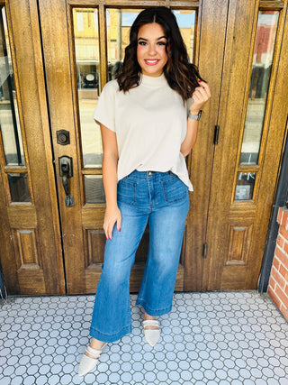 Going My Way Mock Neck Sweater Top • Cream-Zenana-Shop Anchored Bliss Women's Boutique Clothing Store