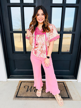 Have You Ever Floral Bell Sleeve Top • Blush-She+Sky-Shop Anchored Bliss Women's Boutique Clothing Store