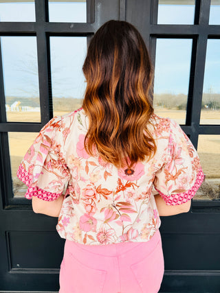 Have You Ever Floral Bell Sleeve Top • Blush-She+Sky-Shop Anchored Bliss Women's Boutique Clothing Store