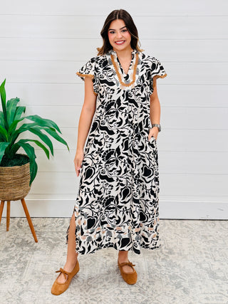 Have Your Way Flutter Sleeve Midi Dress • Black-Umgee-Shop Anchored Bliss Women's Boutique Clothing Store