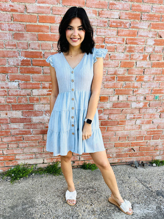 Haven’t You Heard Tiered Dress • Blue-Blu Pepper-Shop Anchored Bliss Women's Boutique Clothing Store
