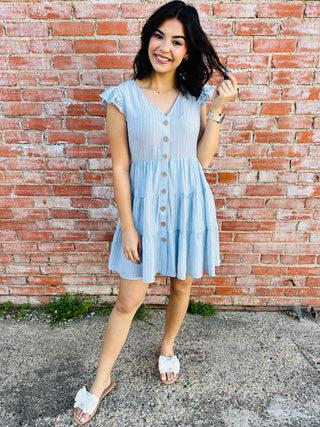 Haven’t You Heard Tiered Dress • Blue-Blu Pepper-Shop Anchored Bliss Women's Boutique Clothing Store