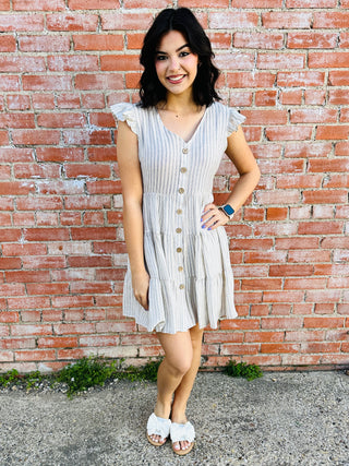 Haven’t You Heard Tiered Dress • Khaki-Blu Pepper-Shop Anchored Bliss Women's Boutique Clothing Store