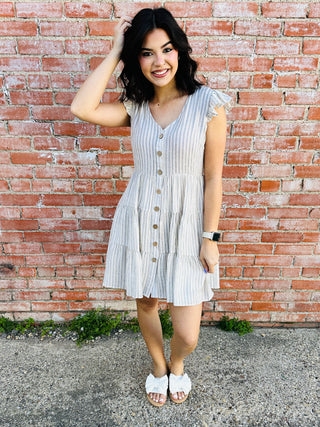 Haven’t You Heard Tiered Dress • Khaki-Blu Pepper-Shop Anchored Bliss Women's Boutique Clothing Store