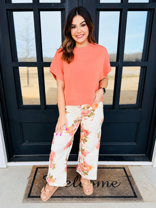 Here I Am Oversized Sweater Top • Soft Coral-Pinch-Shop Anchored Bliss Women's Boutique Clothing Store