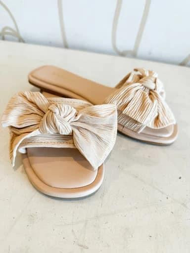 Walk The Walk Bow Sandals • Nude-Tracy Zelenuk-Shop Anchored Bliss Women's Boutique Clothing Store