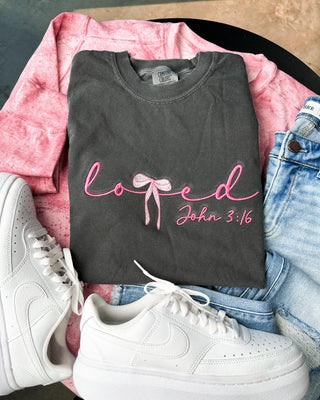 Loved Coquette Embroirdered Graphic Tee