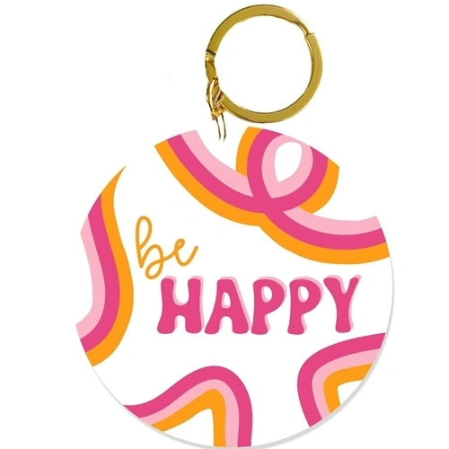 Be Happy Keychain-Mary Square-Shop Anchored Bliss Women's Boutique Clothing Store