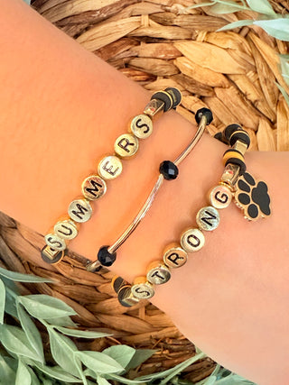 Summers Strong Beaded Bracelet • Black and Gold-Stacey Kluttz-Shop Anchored Bliss Women's Boutique Clothing Store
