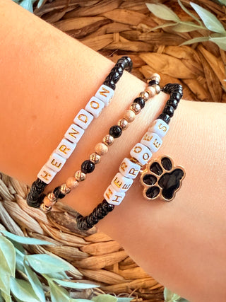 Herndon Heroes Beaded Bracelet • Black and Gold-Stacey Kluttz-Shop Anchored Bliss Women's Boutique Clothing Store