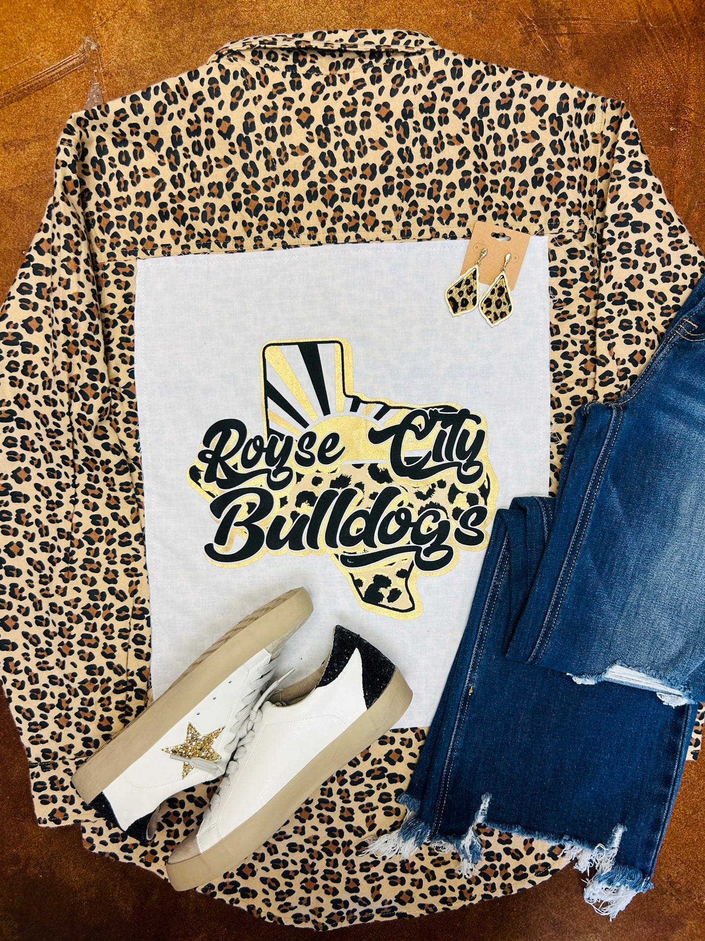 Royse City Bulldogs Leopard Flannel-Spirit To A Tee-Shop Anchored Bliss Women's Boutique Clothing Store