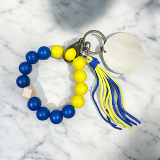 Classy Keys Wristlet Keychain • Blue & Yellow-Brittany Carl-Shop Anchored Bliss Women's Boutique Clothing Store