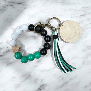 Classy Keys Wristlet Keychain • Green, Black & White-Brittany Carl-Shop Anchored Bliss Women's Boutique Clothing Store