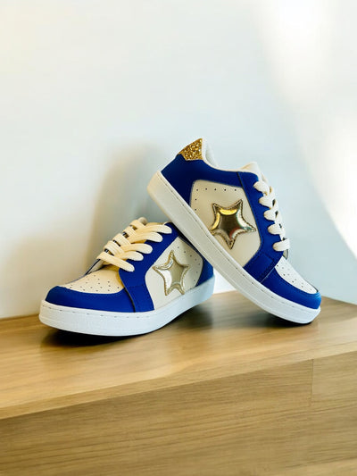 Kid’s Game Day Sneakers • Blue/Gold-Stacey Kluttz-Shop Anchored Bliss Women's Boutique Clothing Store